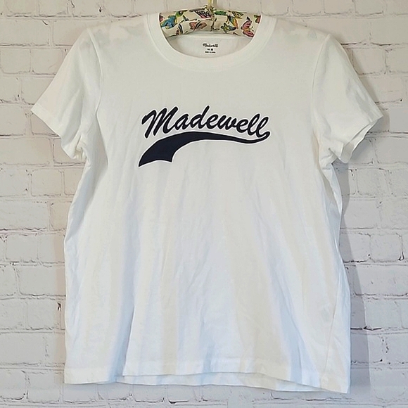 Madewell Casual Cotton Logo Spellout Tee Tshirt Loose Fit Womens Size Medium - Picture 9 of 14